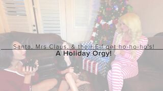 Nasty Holiday Orgy Between 4 Trans Beauties, Santa & an Elf