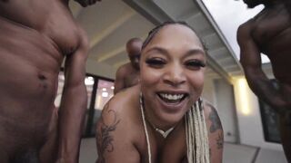 Hawt Slut has BBC Gang Bang and Blow Screw