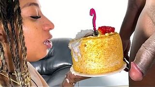 I bust my step sister's ass on her birthday and put my cum on the cake