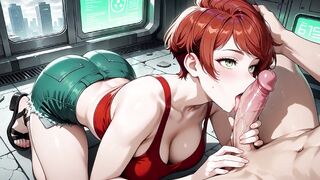 Excited Red Haired Cutie Futuristic Subway Multiple Vehement Creampies