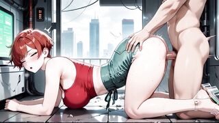 Excited Red Haired Cutie Futuristic Subway Multiple Vehement Creampies