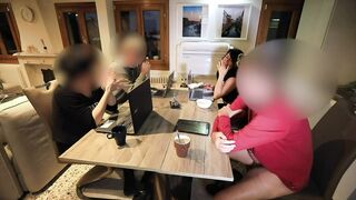 PUBLIC EXTREME! HOT WANG MADE TO CUM UNDERNEATH THE TABLE