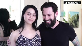 Golden-haired Buries Her Face in Ebony Vagina Till the Daybed Is Wet
