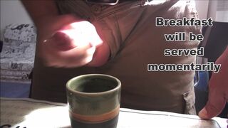 This playgirl drinks coffee with cum for breakfast