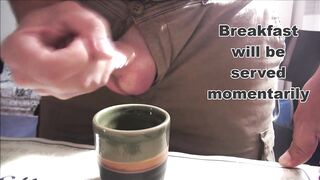 This playgirl drinks coffee with cum for breakfast