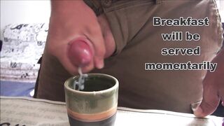 This playgirl drinks coffee with cum for breakfast
