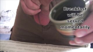 This playgirl drinks coffee with cum for breakfast