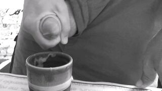 This playgirl drinks coffee with cum for breakfast