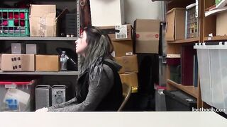 Busted Step daughter Sucks Off Stepdad In Back Office (Natural breasts)