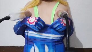 Puffy Teats Sissy Samus Pumping and Lactatingg her Tits with Vacuum Milking Machine until they Grow (Breast Expansion)