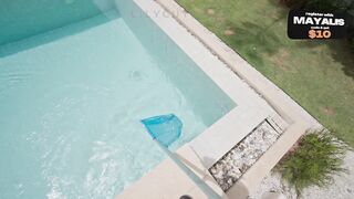 Tiny Redhead Gets Screwed Hard by Pool Cleaner