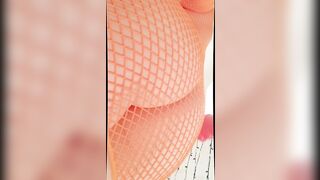 JOI FemDom episode in orange fishnet mesh dress curvy Mistress POV