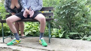 A helping hand from a busty stepmom outdoors