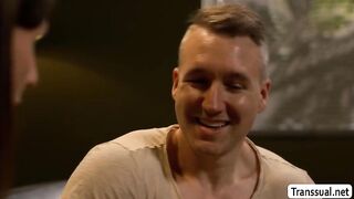 Intense Trans and man Vehement bareback analSession