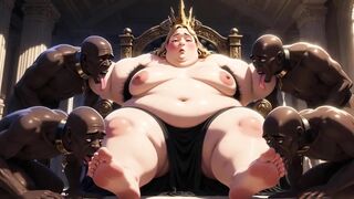 SSBBW Queen Body Worship - Slaves Licking Her Entire Body to Orgasm