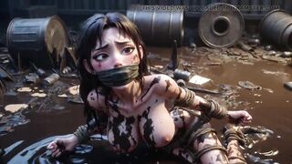 Messy Tied up Woman Dumped in Trash - Begging to Be Filled with Cum