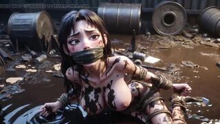 Messy Tied up Woman Dumped in Trash - Begging to Be Filled with Cum
