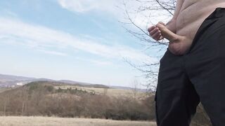 Showing off my big buddy. Jerking outdoor somebody can watch me. 4K
