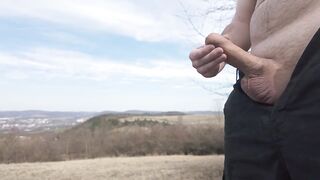 Showing off my big buddy. Jerking outdoor somebody can watch me. 4K
