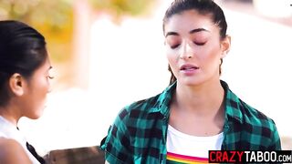 Big titties honey and petite teen enjoyed hot vagina licking and enjoyed sexy lesbian sex