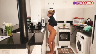 My husband's friend caught me masturbating, and I ended up banging him right there in the kitchen in advance of my husband got back from the bakery; he came inside me—I didn't want to have penetrative sex.