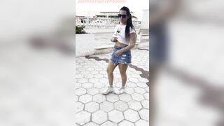 exhibitionism?I show my petite tits on the beach