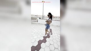 exhibitionism?I show my petite tits on the beach