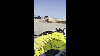 Playing undressed on the sand of the nudist beach?