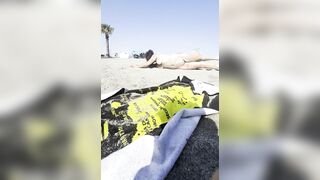 Playing undressed on the sand of the nudist beach?