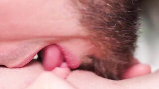 Sensitive CLOSE-UP pussy licking and real FEMALE ORGASM