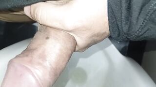 Hunk embarrassment jerks off in the public biffy
