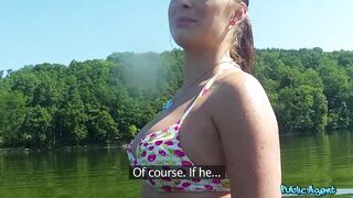 19 year old in a bikini screwed at the LAKES - Public Agent