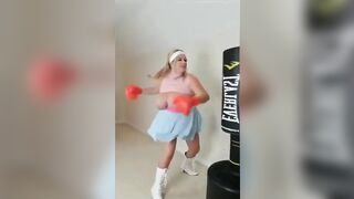 Boxing Topless and Punching My Tits! Would YOU Like to Fight Me?