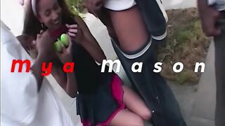 Hot Golden-haired Teen Gets Team-drilled by BBC Outdoors on a Table