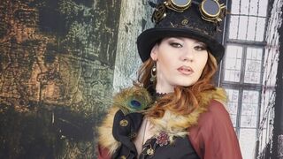 374 Elena Vega as Pirate Hotty in Steampunk Costume in Boat