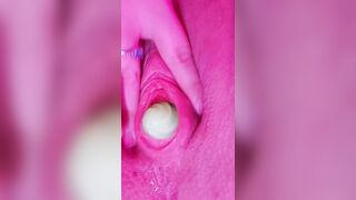 Juicy Twat Leaks Juices After Poking Out An Egg