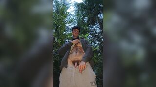 Russian chap pees in the forest!