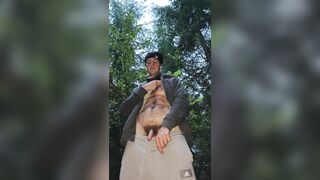 Russian chap pees in the forest!