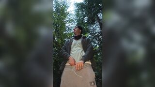 Russian chap pees in the forest!