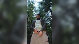Russian chap pees in the forest!