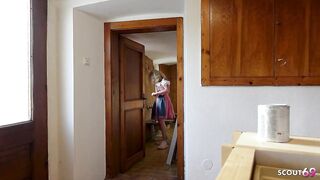 German Bavarian Beauty in Dirndl Seduce Husband of Step-sister to Cheating Fuck
