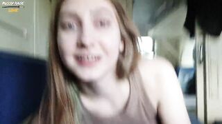 A teenager on the educate couldn't resist and took it in her mouth!