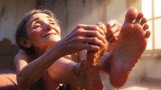 Granny Foot Oil Session - Feeling Intense Enjoyment & Craving Tongue