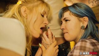 A Favourable Stud Nails two Amazing Tattooed Cuties in 3-some