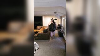 Hot SSBBW Booty and Belly Walking in Leather Costume Part 2