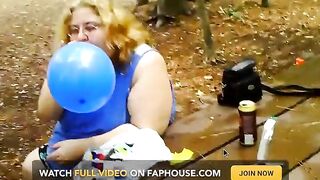 2 bbws are balloon blowing and popping