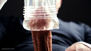 Fucking a flashlight close-up. Big penis and a lot of cum - Yan Pink