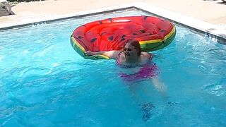 Short Episode of BBW Nurse Vicki Floating on Her Giant Watermelon