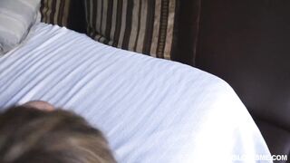 Blindfolded teen gets drilled by two guys