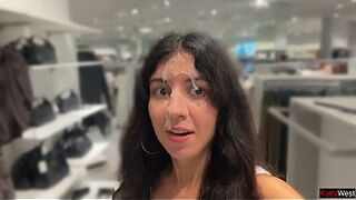 Risky Fitting Room Sex and Public Cumwalk in a Raiment Store Full of People